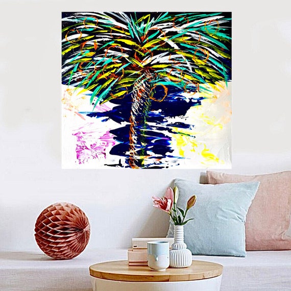 Abstract Painting Tree Of Life Wall Art Abstract Coconut Palm Tree Print Large Wall Art Original Paintings Tropical Abstract Palm Tree Print