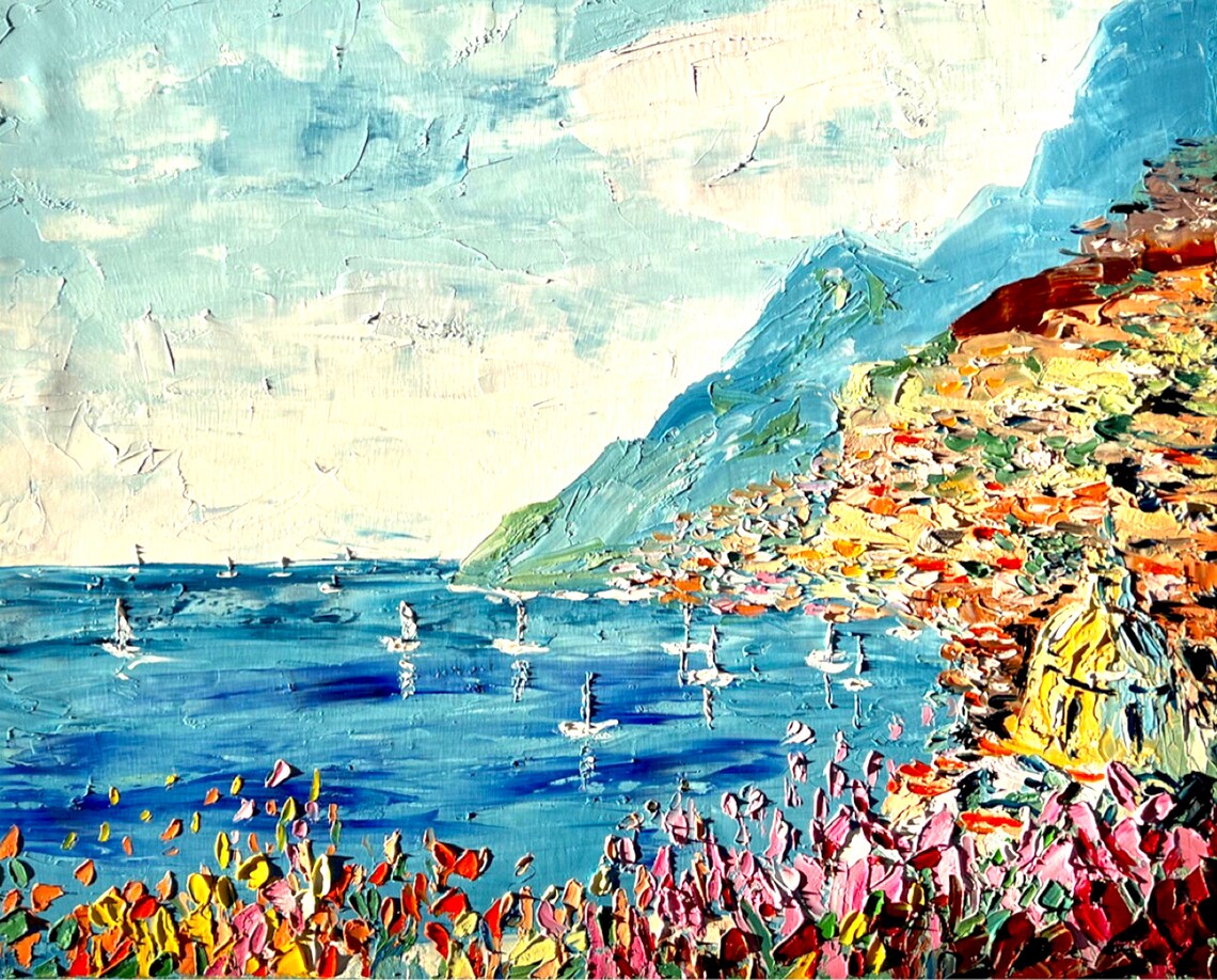 Positano Italy Travel Poster, Amalfi Coast Art