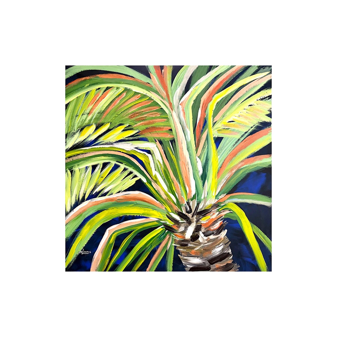 Palm Tree Wall Art Palm Night Palm Tree Black Sky California Art Modern Tropical Large Original Paintings Tropical Abstract Palm Tree Print