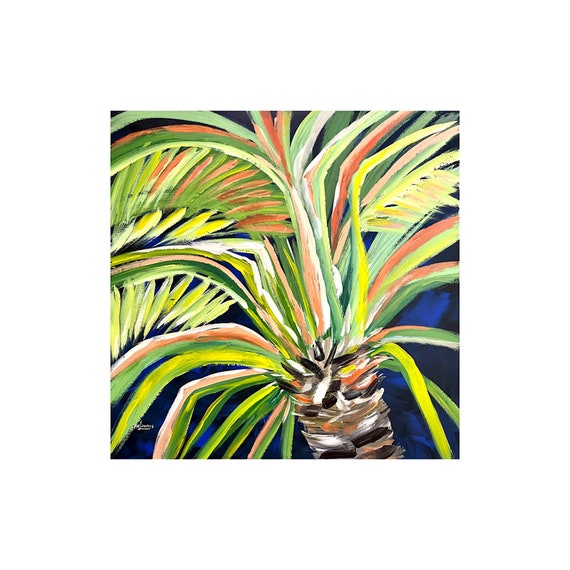 Palm Tree Wall Art Palm Night Palm Tree Black Sky California Art Modern Tropical Large Original Paintings Tropical Abstract Palm Tree Print