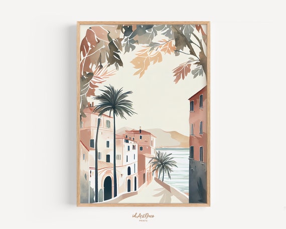Mediterranean Wall Art Travel Art Print Landscape Print Watercolor Wall Art Italian Coast Travel Gift Housewarming Gift