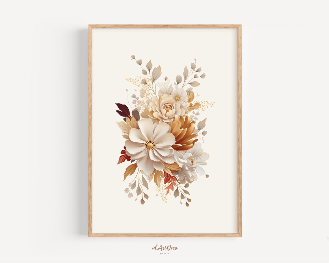 Autumn Rose Bouquet Watercolor Floral Still Life Elegant Poster - Image 3