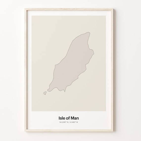 Isle of Man Minimalist Map Poster With Printed Coordinates Neutral Home Decor