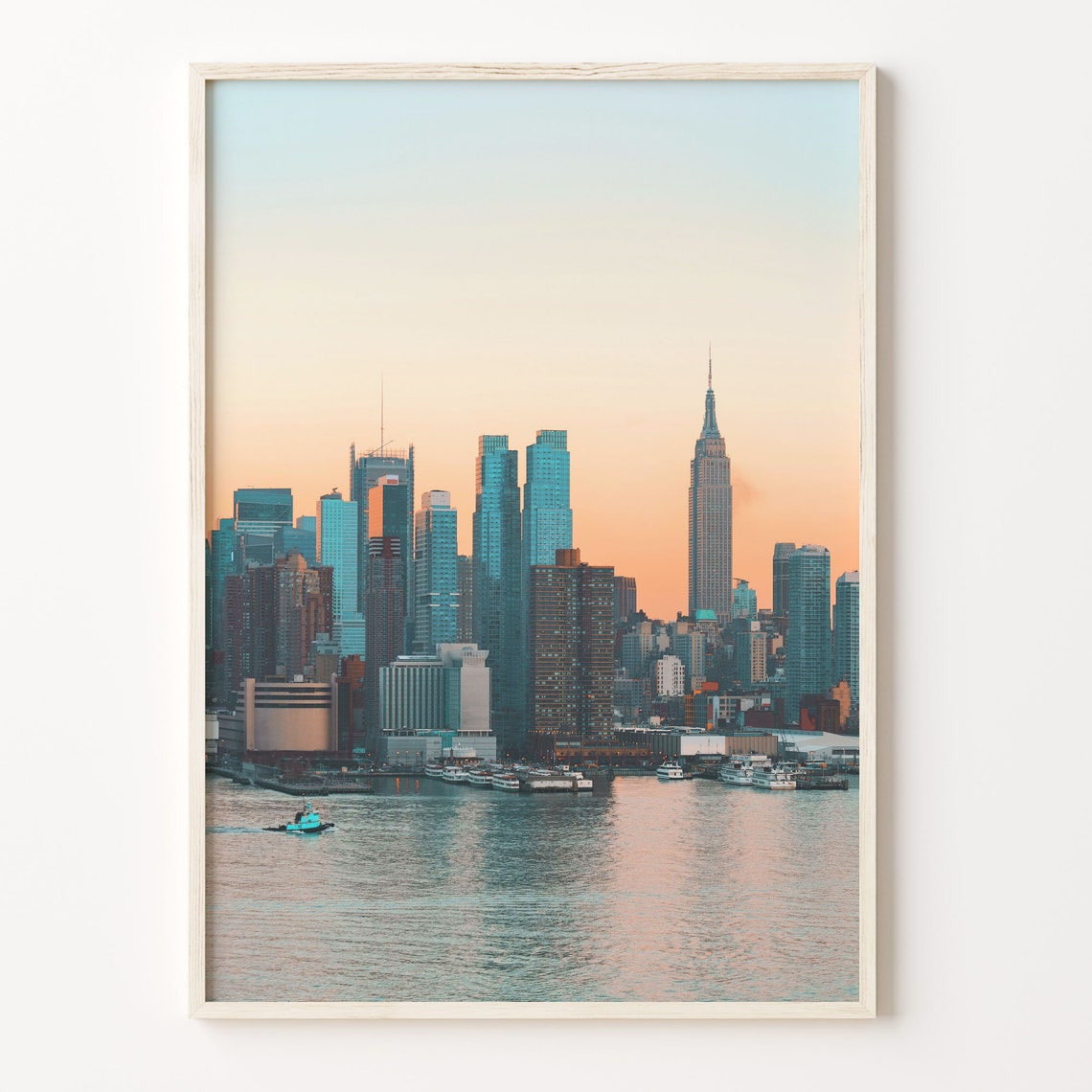New York Sunset Skyline Empire State Building Hudson River View Poster