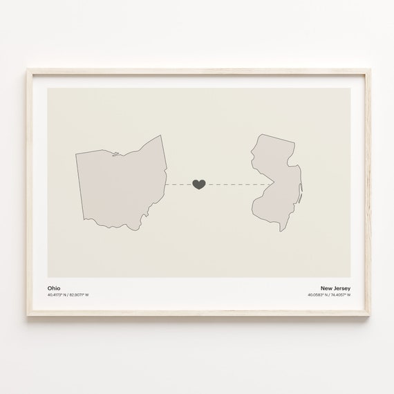 Ohio To New Jersey Migration Route Art Print