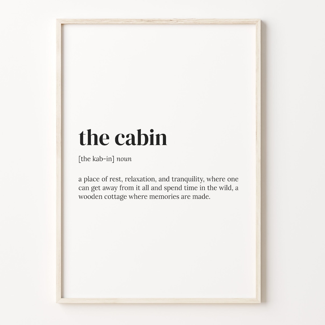 Cabin Definition Dictionary Quote Art Print