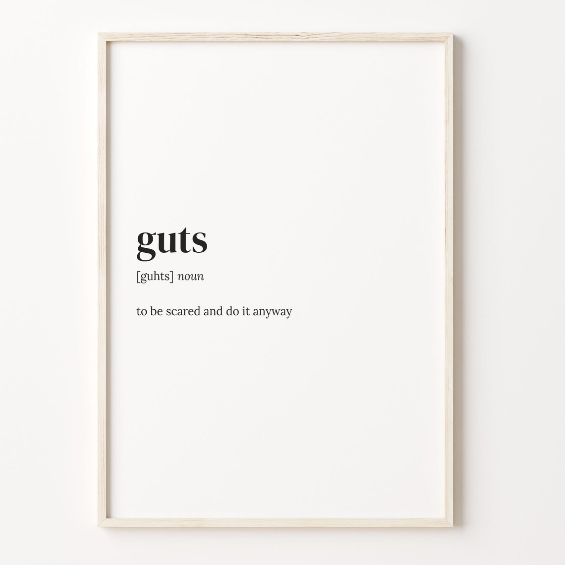 Guts Brave Definition Dictionary Style Motivational Quote Poster