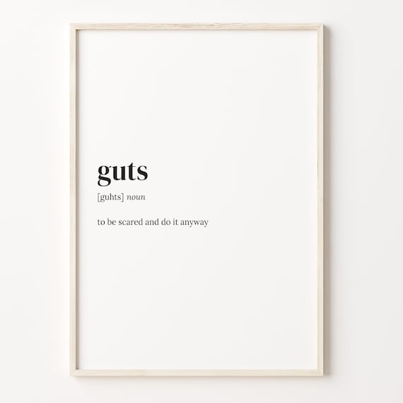 Guts Brave Definition Dictionary Style Motivational Quote Poster