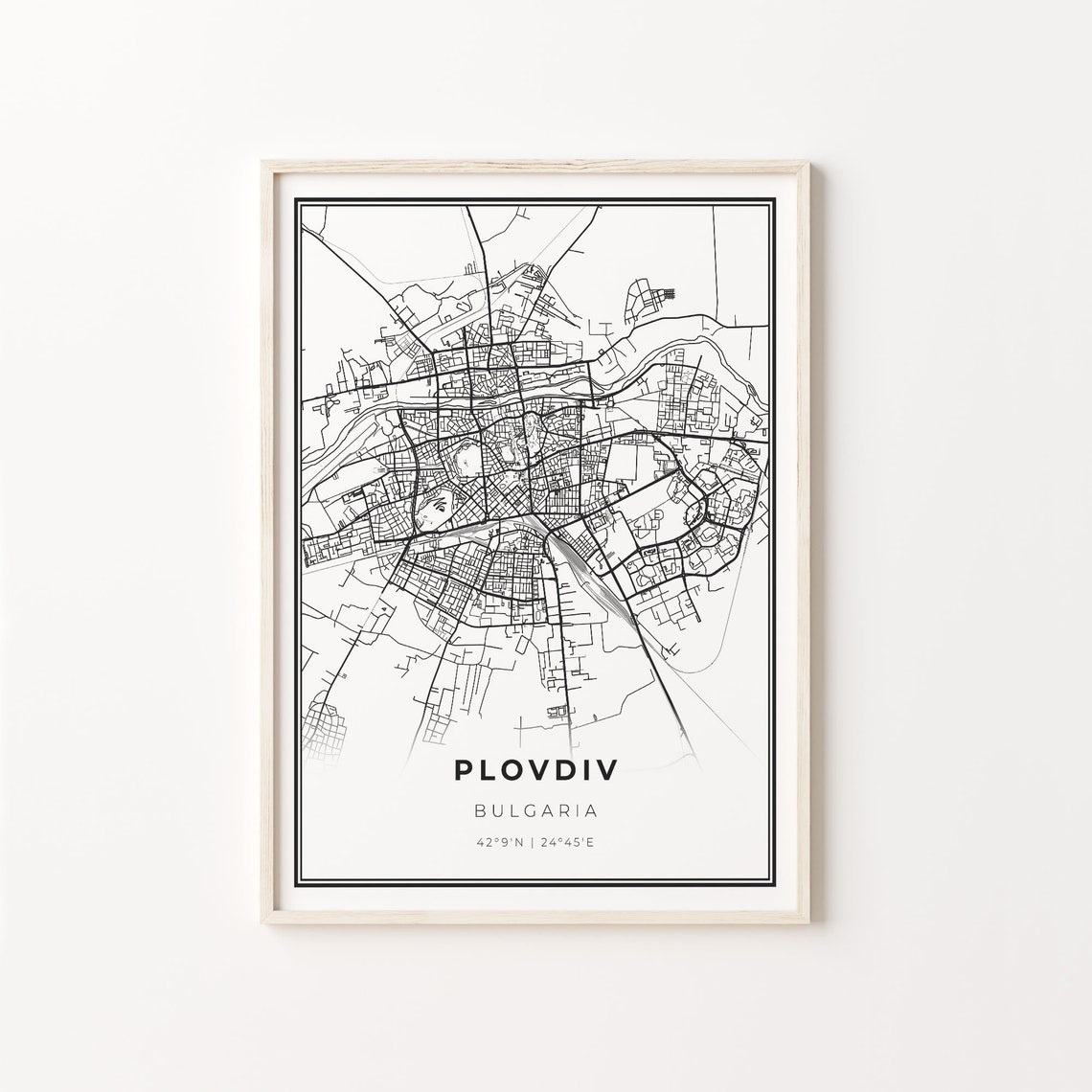 Plovdiv Bulgaria Minimalist Black And White City Map Art Poster
