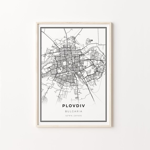 Plovdiv Bulgaria Minimalist Black And White City Map Art Poster