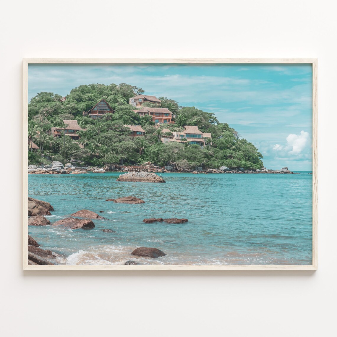 Sayulita Mexico Tropical Hillside Villas Over Turquoise Bay Poster