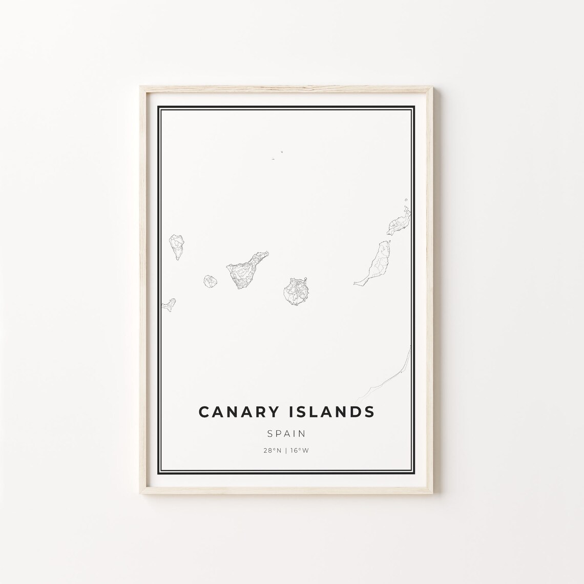 Canary Islands Spain Minimalist Black And White Island Map Art Poster