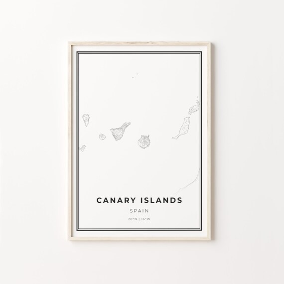 Canary Islands Spain Minimalist Black And White Island Map Art Poster