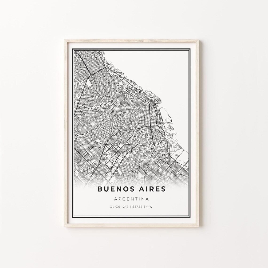 Buenos Aires Argentina Minimalist Black And White City Map Art Poster