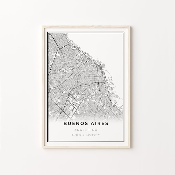 Buenos Aires Argentina Minimalist Black And White City Map Art Poster
