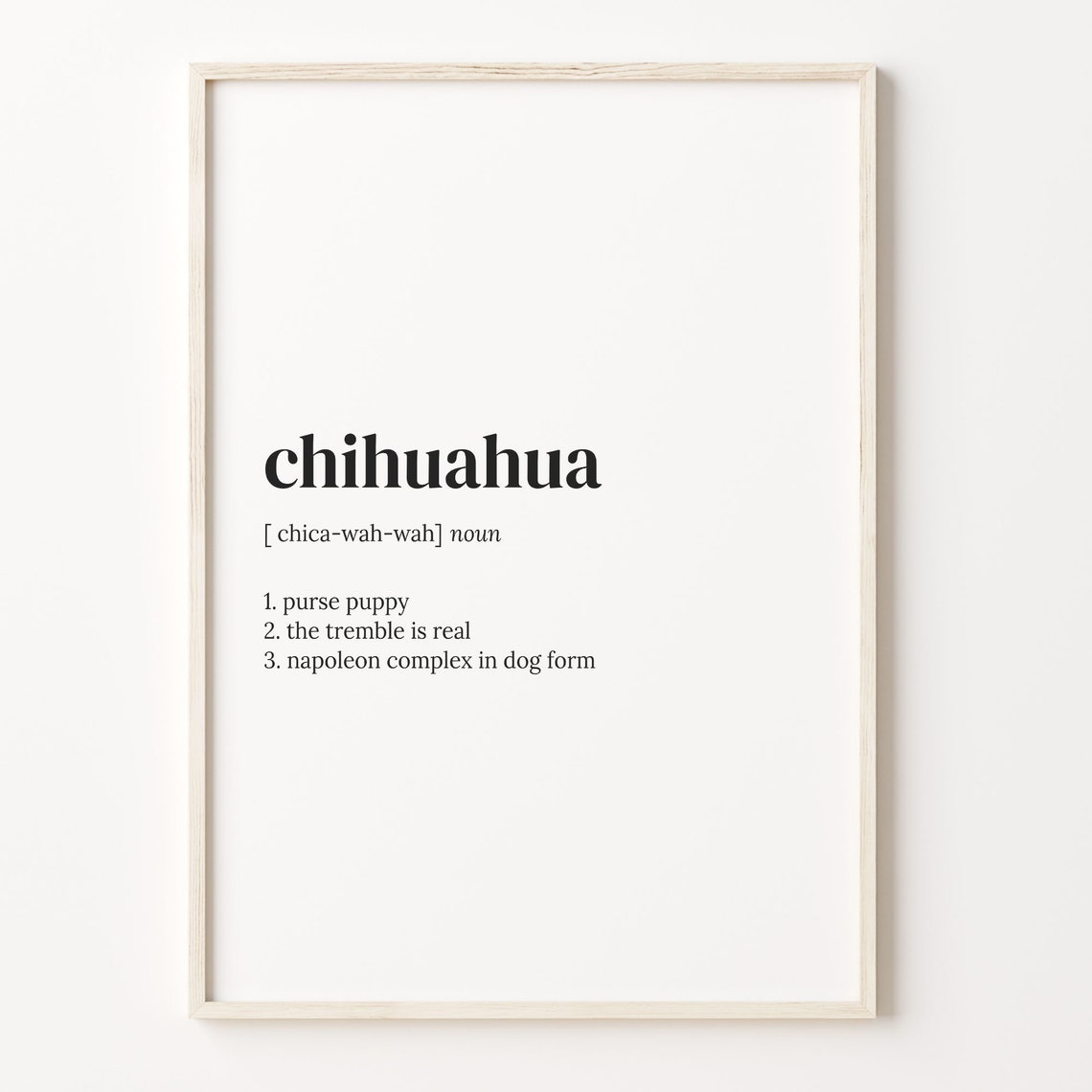 Chihuahua Funny Dictionary Definition Purse Puppy Humor Poster