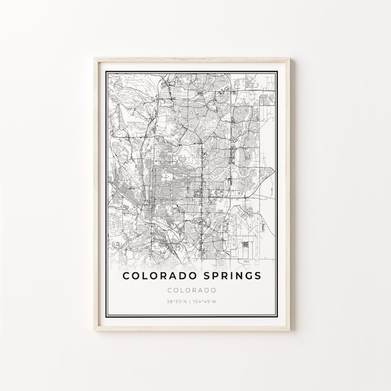 Colorado Springs Colorado Minimalist Black And White City Map Art Poster