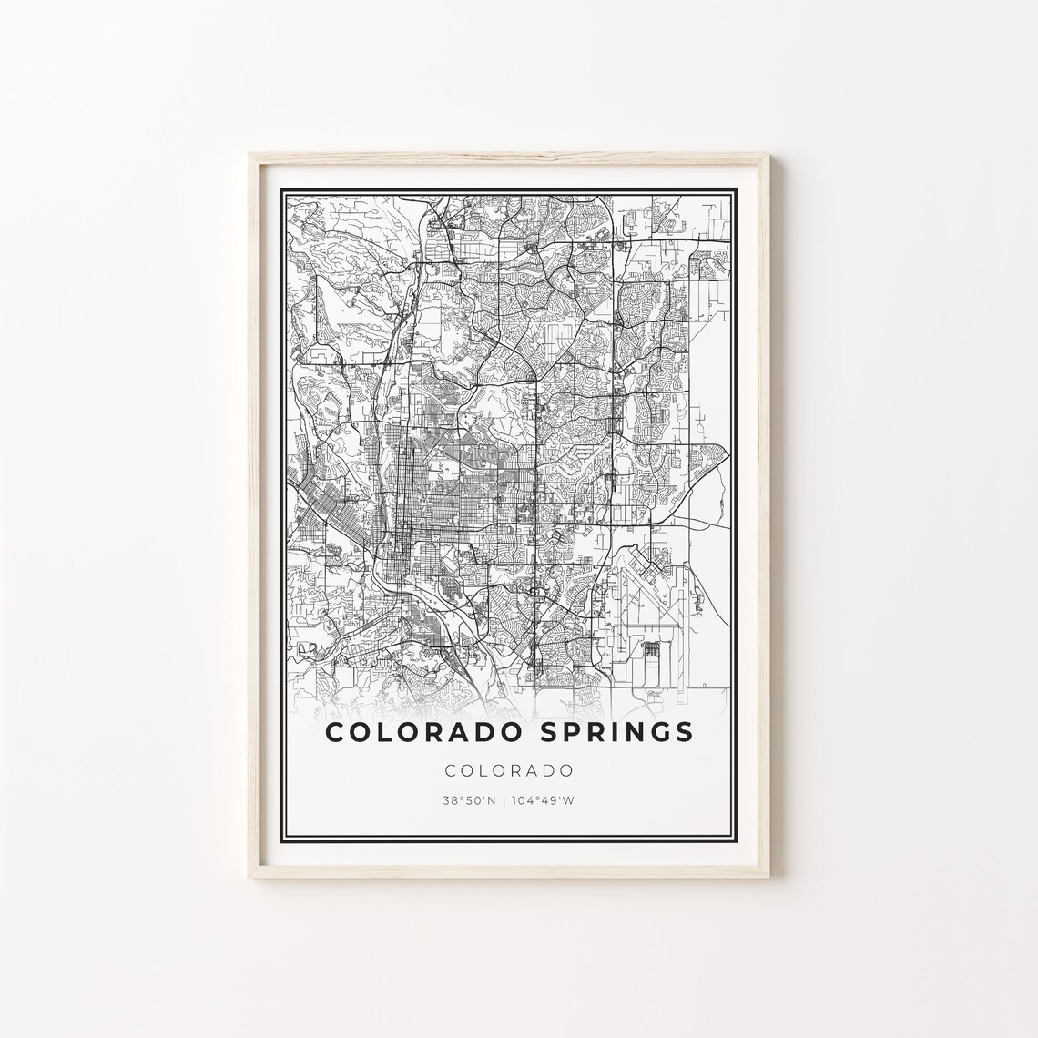 Colorado Springs Colorado Minimalist Black And White City Map Art Poster