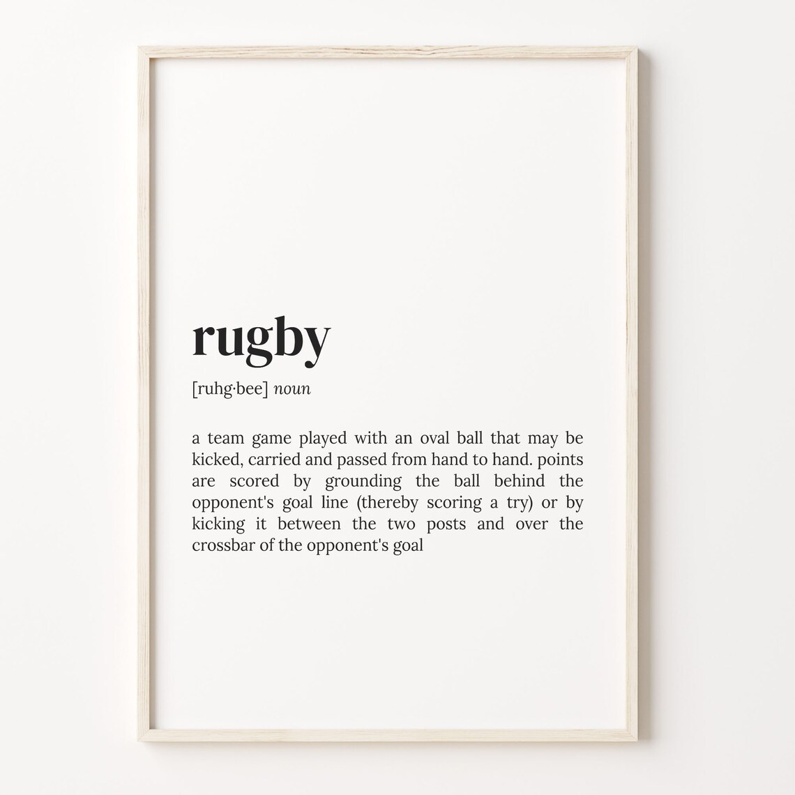 Rugby Dictionary Definition Sports Fan Quote Typography Art Poster