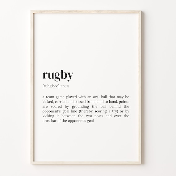 Rugby Dictionary Definition Sports Fan Quote Typography Art Poster