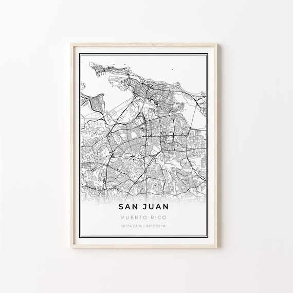 San Juan Puerto Rico Minimalist Black And White City Map Art Poster