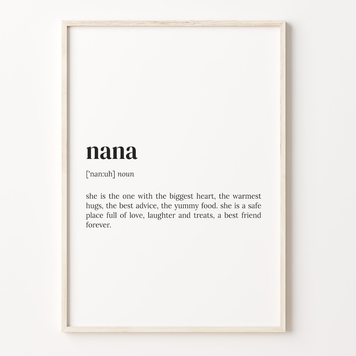 Nana Definition Print Dictionary Style Quote Gift For Grandma