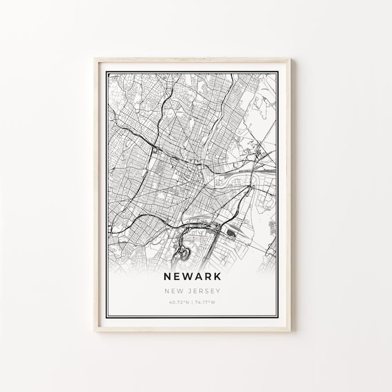 Newark New Jersey Minimalist City Map Black and White Poster