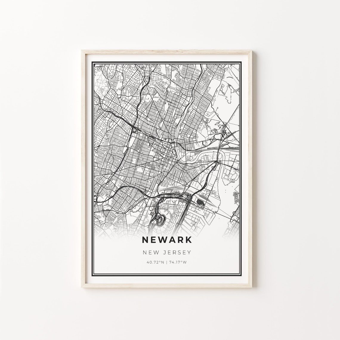 Newark New Jersey Minimalist City Map Black and White Poster