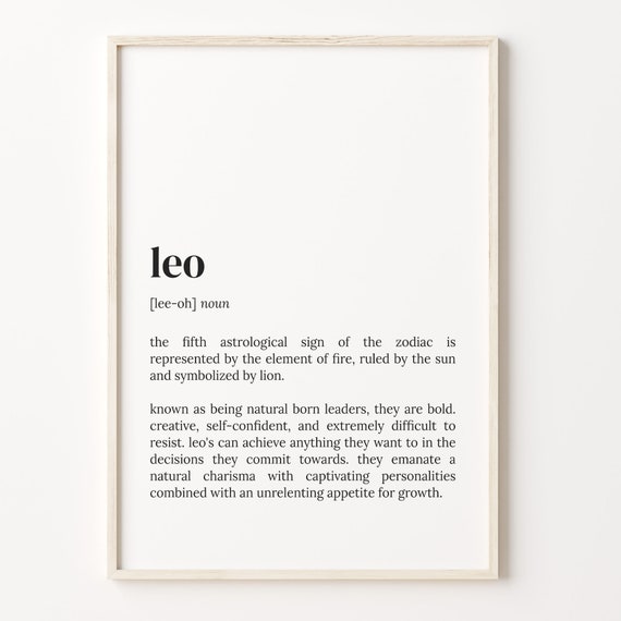 Leo Definition Print, Zodiac Sign Art Print
