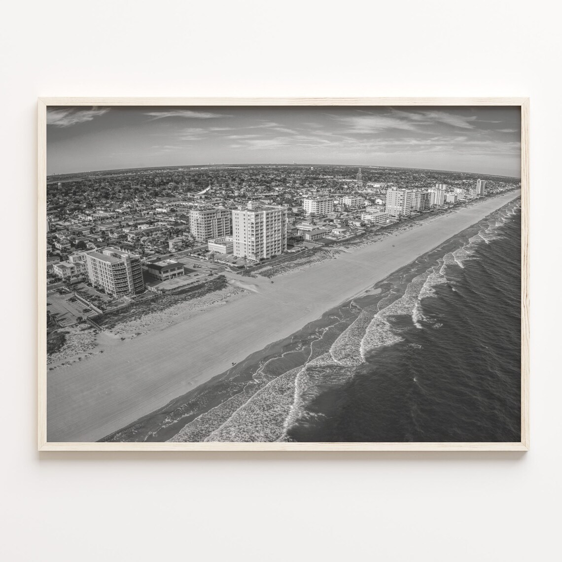 Jacksonville Beach Black And White Aerial Coastline Photo Poster