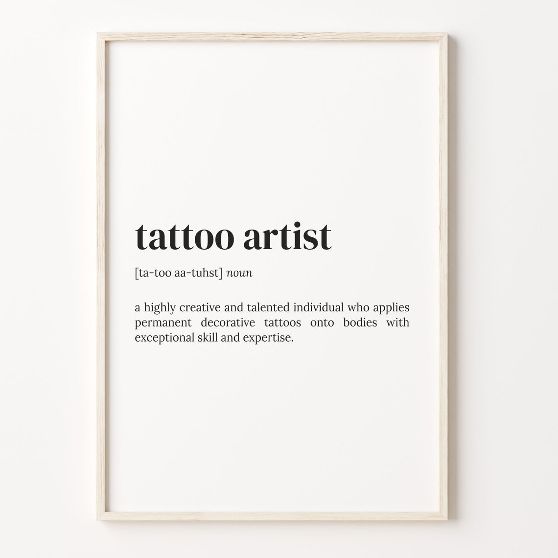 Tattoo Artist Dictionary Definition Creative Ink Studio Gift Poster