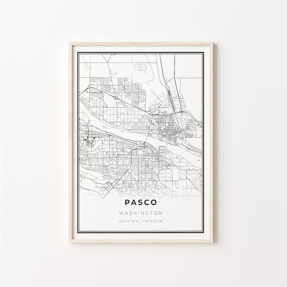 Pasco Washington Minimalist City Street Map Travel Decor Poster