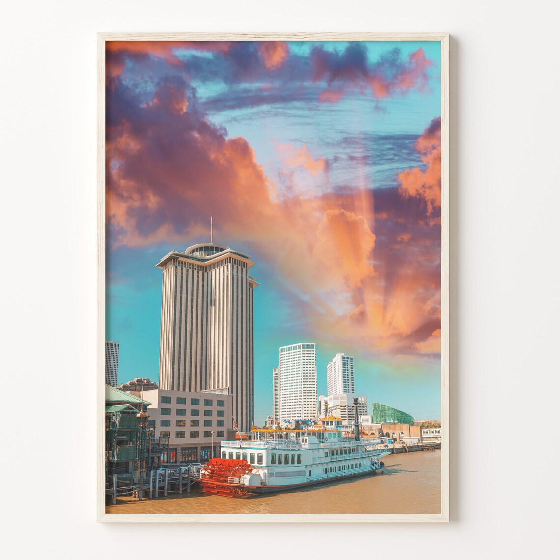New Orleans Mississippi Riverboat Skyline Sunset Cruise Poster