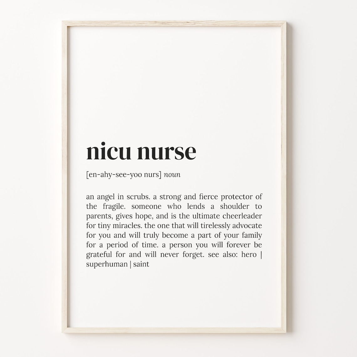 NICU Nurse Definition Dictionary Quote Poster