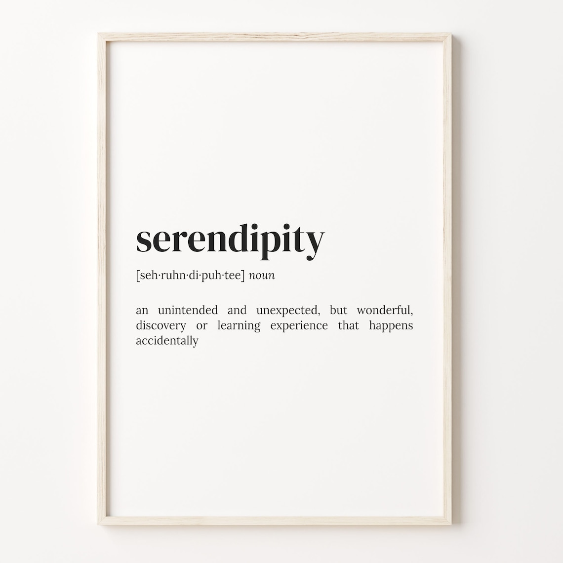 Serendipity Definition Dictionary Poster, Motivational Quote