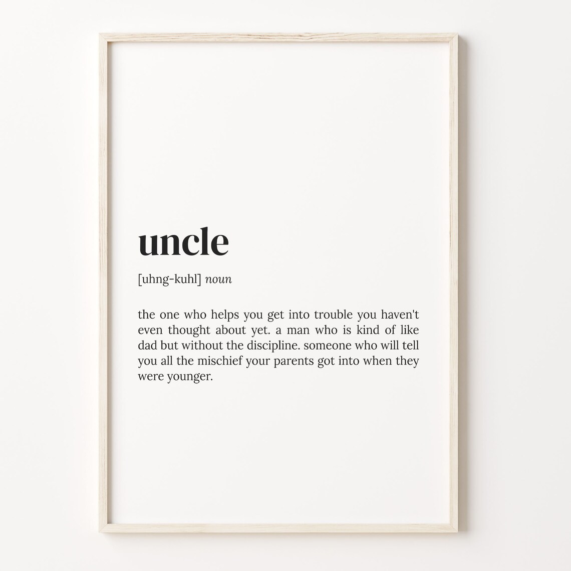 Uncle Definition Funny Dictionary Quote Family Gift Idea Poster