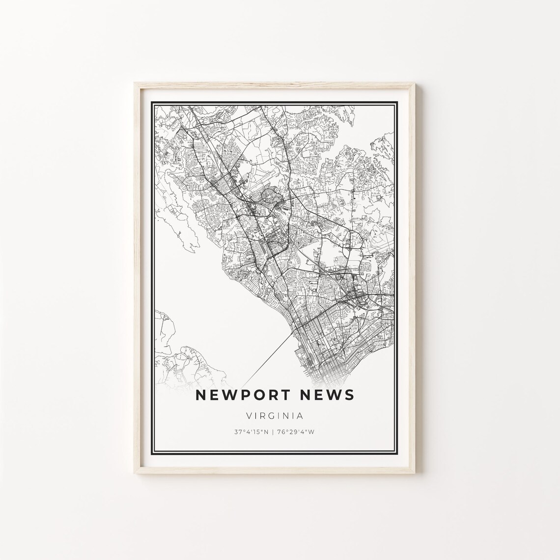 Newport News Virginia City Map Art Print
