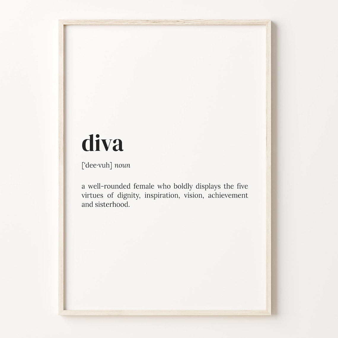 Diva Definition Dictionary Quote Art Print