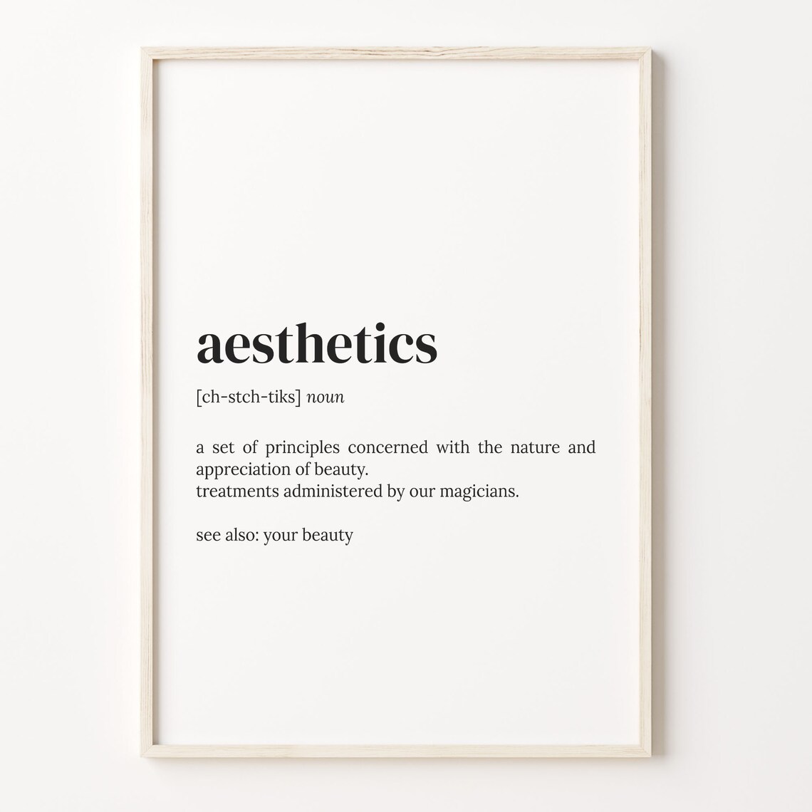 Aesthetics Definition Dictionary Beauty Quote Word Gift Print