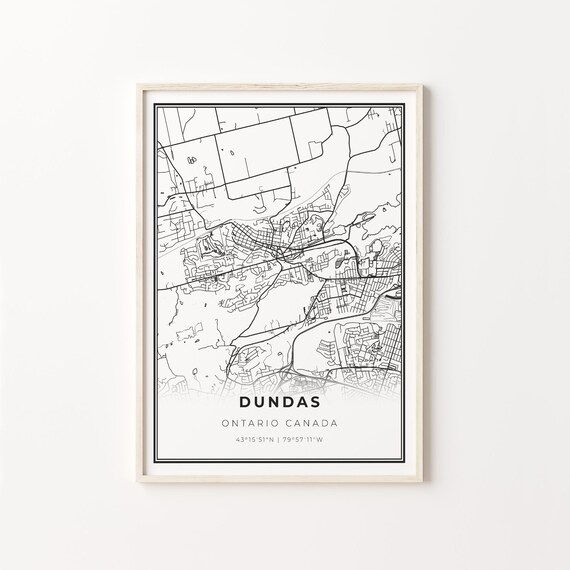 Dundas Ontario Canada Minimalist Black And White City Map Art Poster