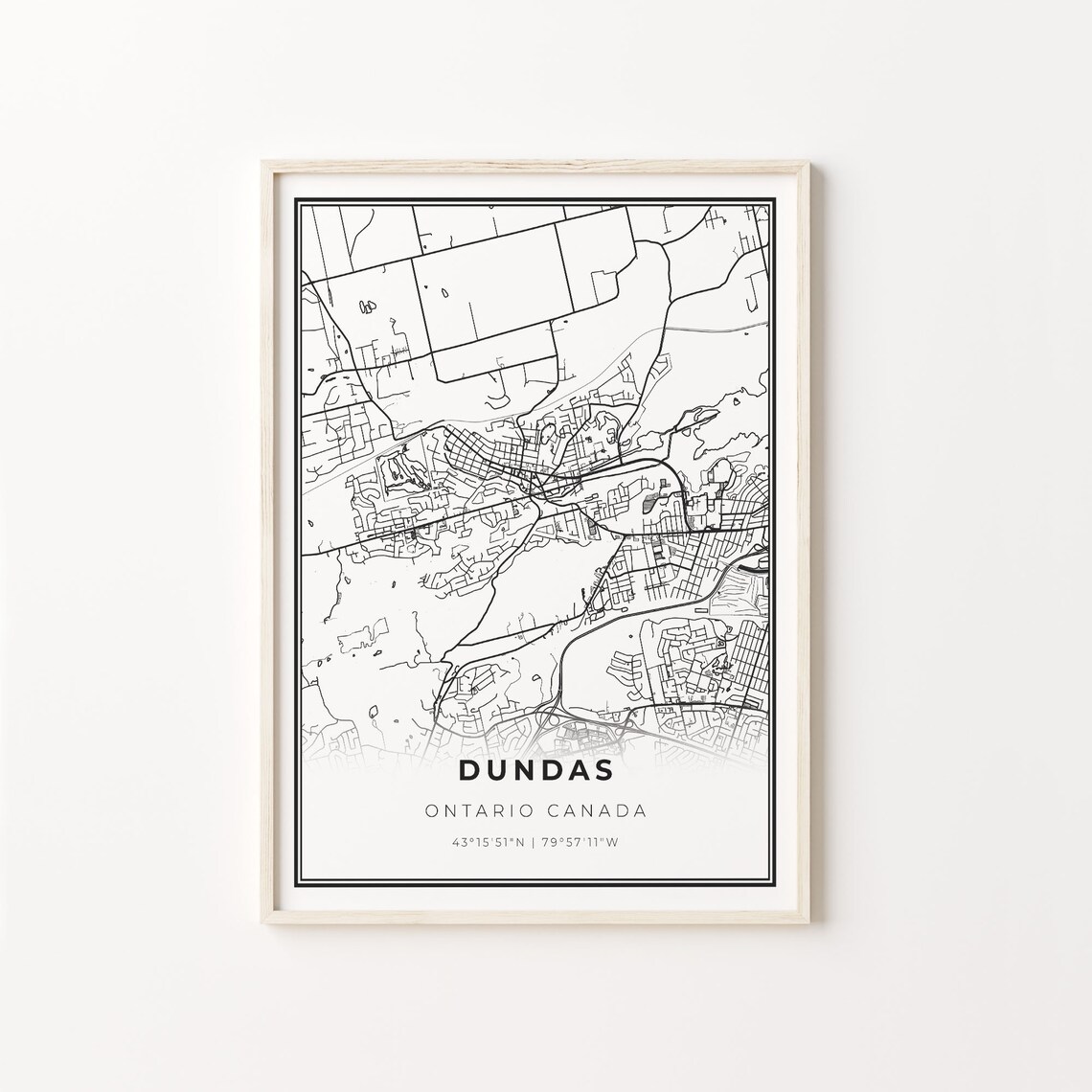 Dundas Ontario Canada Minimalist Black And White City Map Art Poster