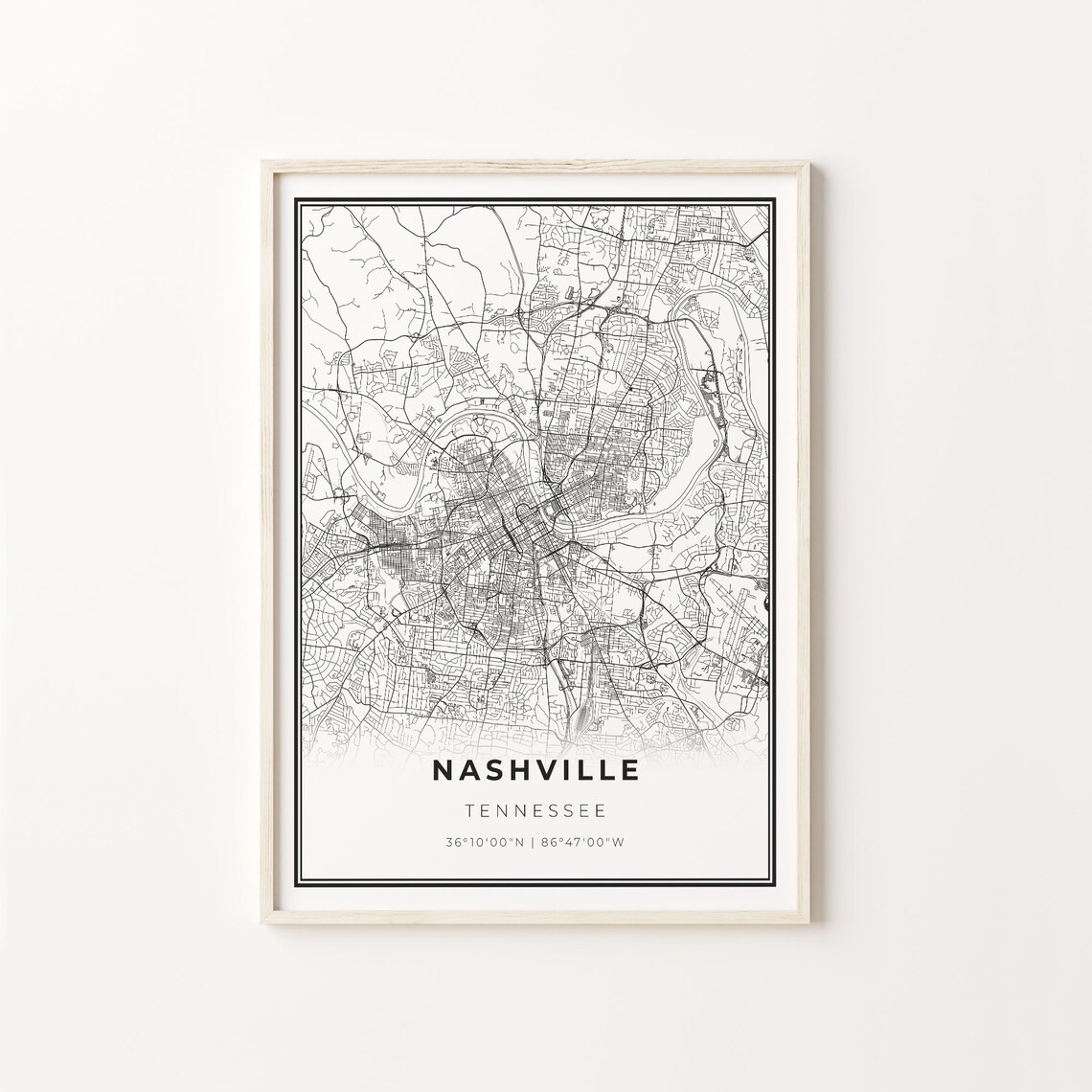 Nashville City Map Art Print, Tennessee Travel Poster