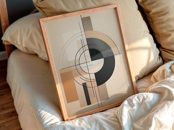 Minimalist Geometric Wall Art Abstract Circle Line Print Modern Neutral