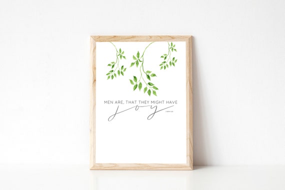 Men Are That They Might Have Joy, LDS Scripture Art Print