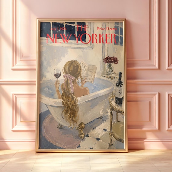 July 1 1974 The New Yorker Woman Reading In Bathtub Cover Poster