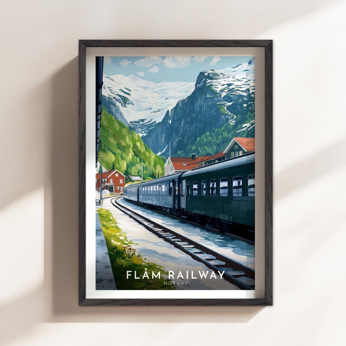 Flåm Railway Norway Mountain Train Station View Travel Poster - Image 4
