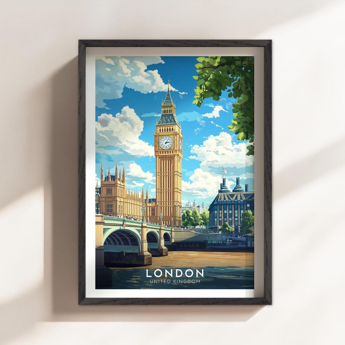 London Big Ben And Westminster Bridge River Thames View Poster