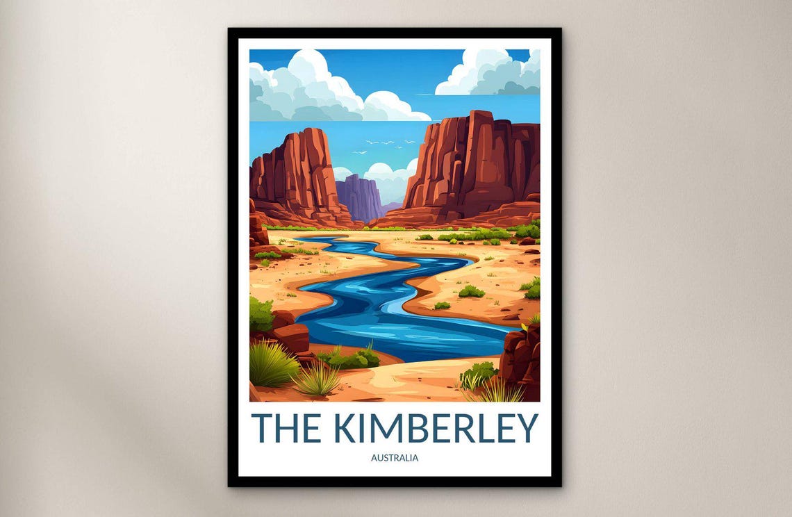 The Kimberley Australia Red Desert River Canyon Travel Poster