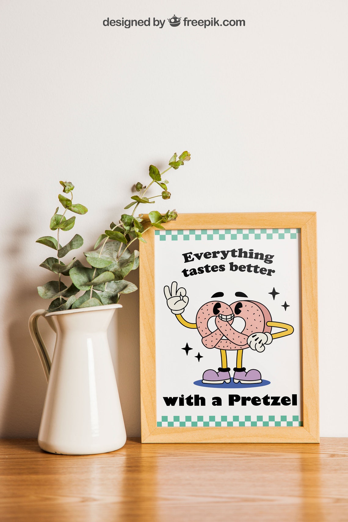 Everything Tastes Better With A Pretzel Retro Food Quote Poster - Image 2