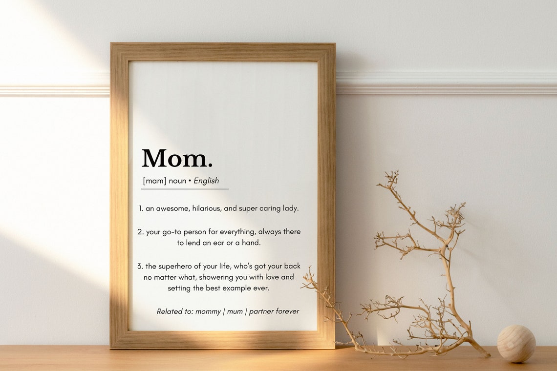 Mom Dictionary Definition Heartfelt Mothers Day Quote Poster - Image 2